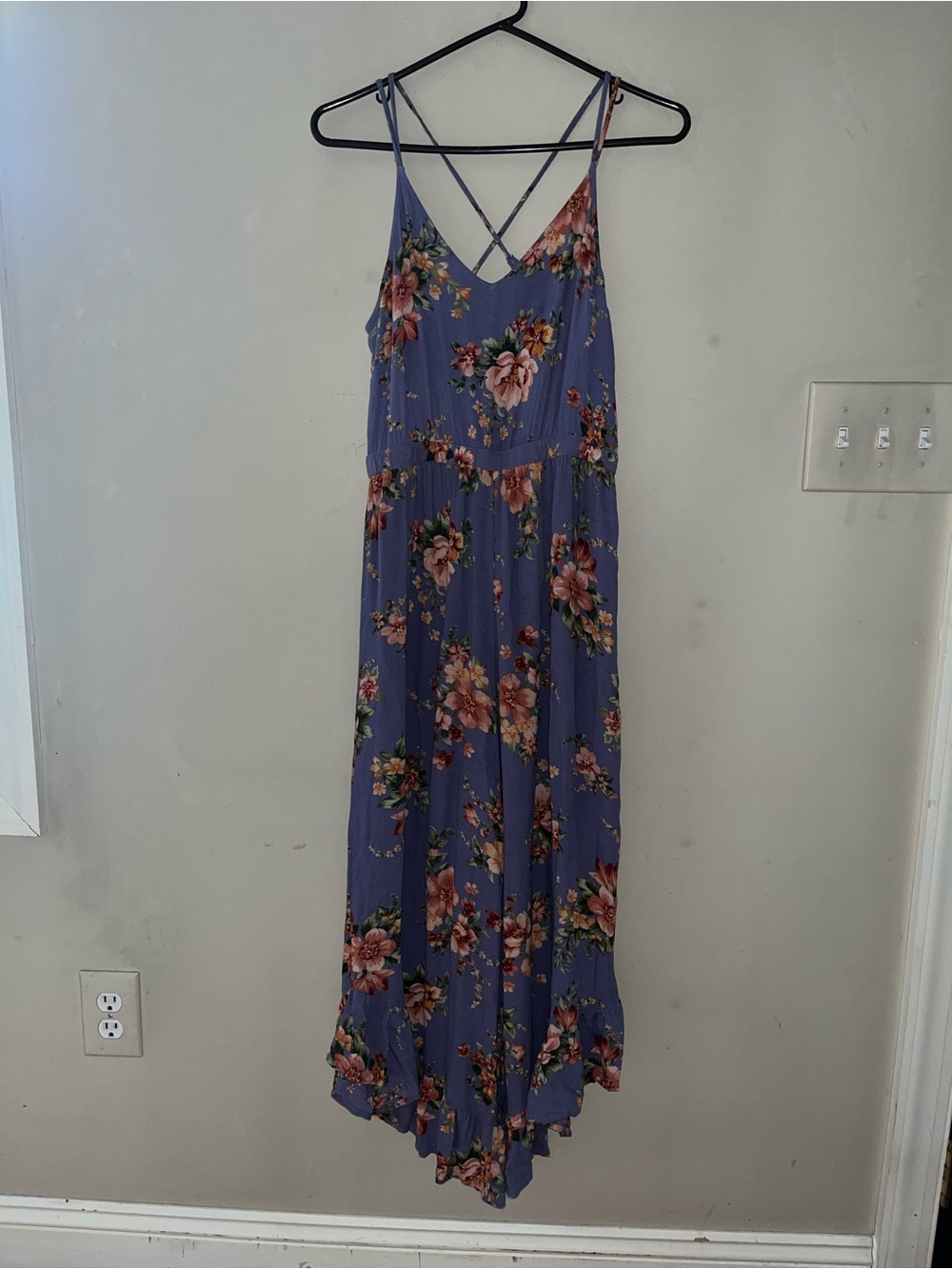 American Eagle! Purple Floral Maxi Pants with Spaghetti Straps